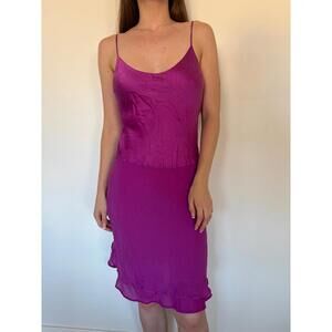 Magenta Paneled Silky Midi Dress